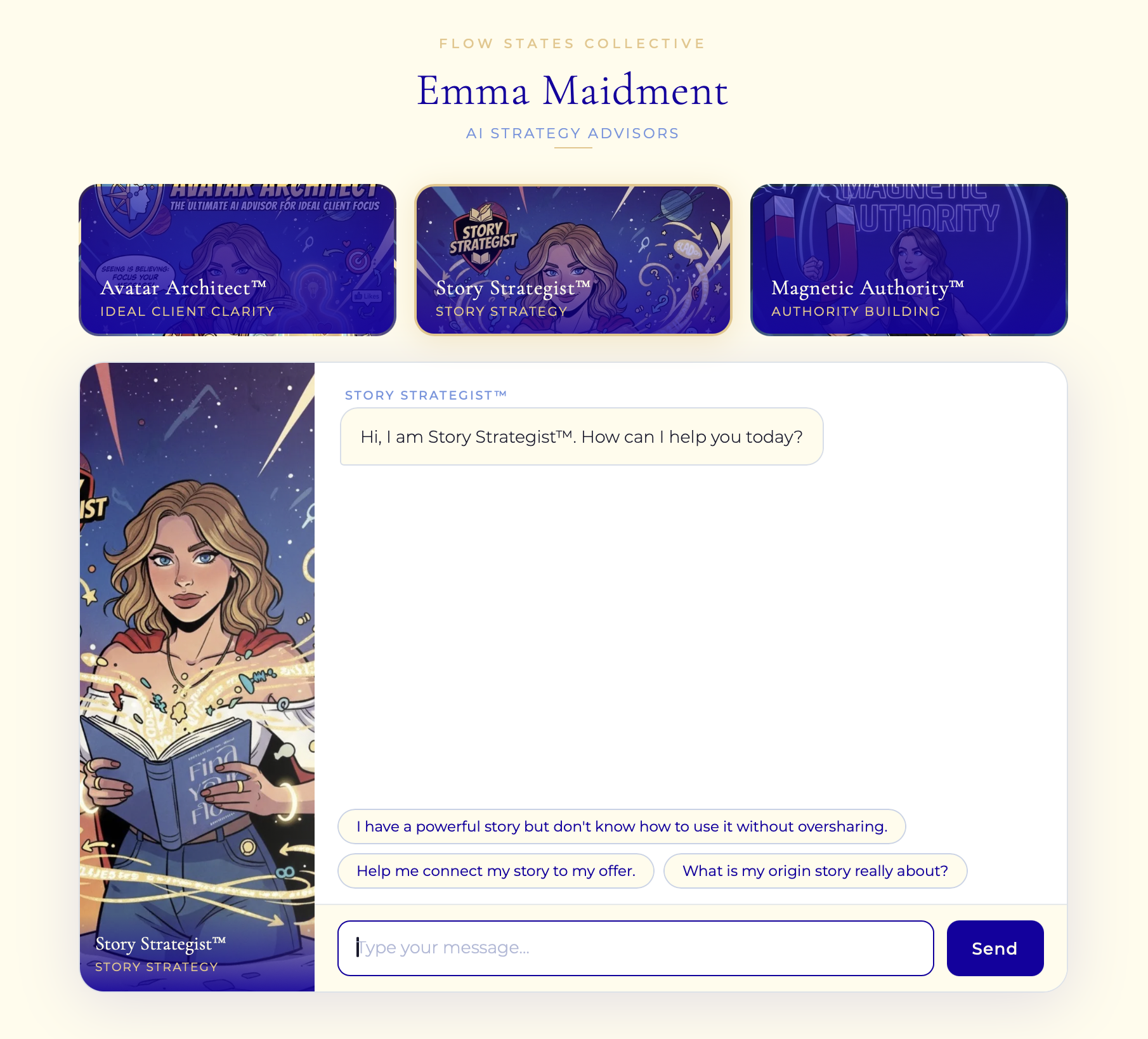 Story Strategist — AI Advisor interface
